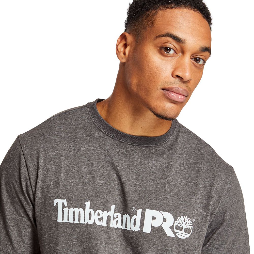 Timberland Μπλουζάκια Ανδρικα Βαθυ Γκρι - Pro® Short Sleeve Base Plate Wicking Logo - Greece 9571486